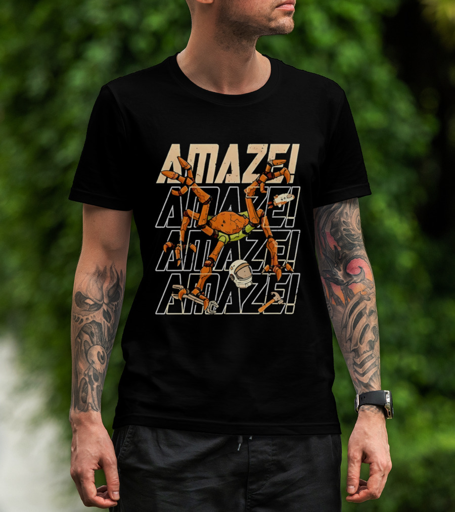 Project Hail Mary 2026 Rocky Amaze! Repeated Text With Orange Crab Robot T-Shirt