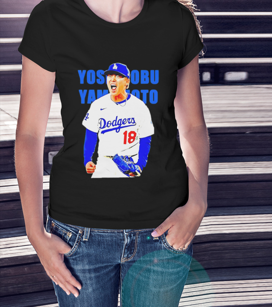 Yoshinobu Yamamoto Los Angeles Dodgers 18 Scream T-Shirt