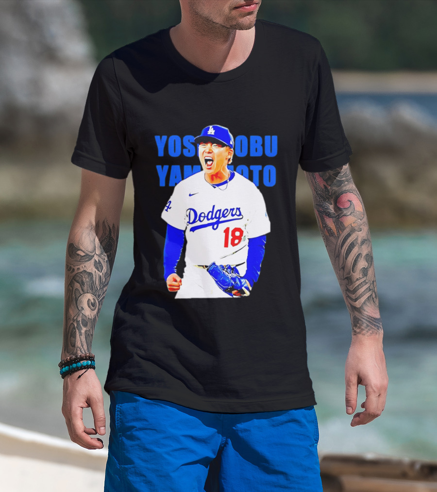 Yoshinobu Yamamoto Los Angeles Dodgers 18 Scream T-Shirt