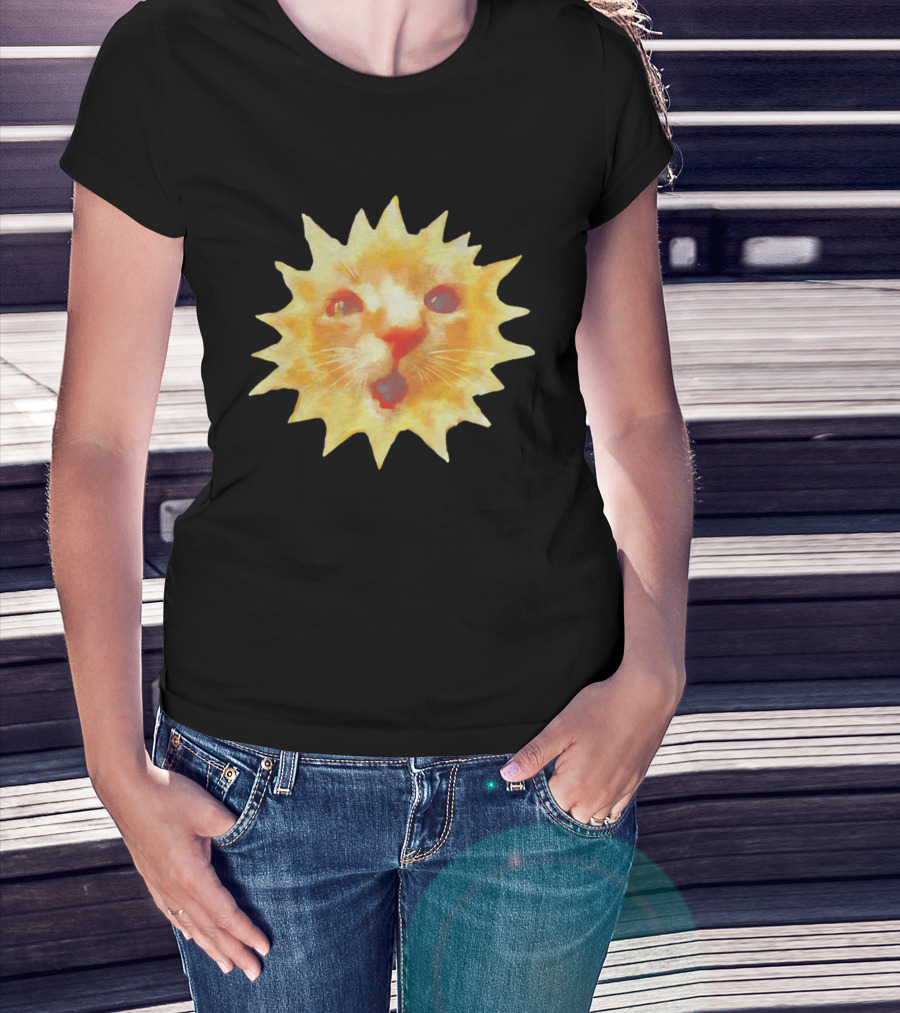 Cat Face Sun Meme Funny Internet Trend T-Shirt