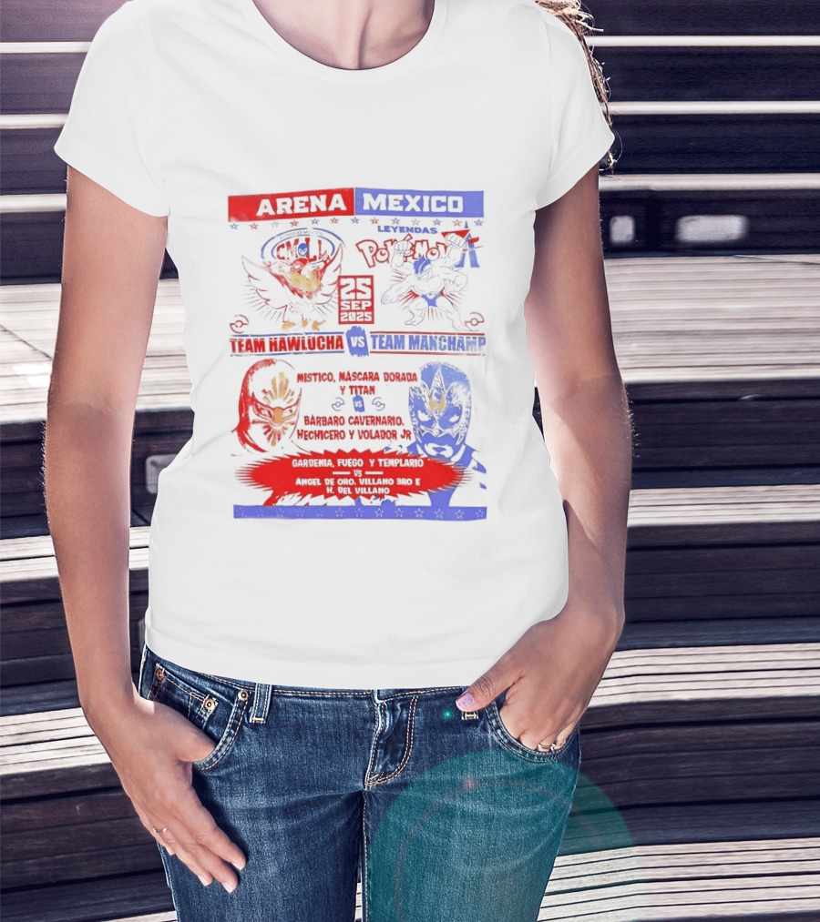 Arena Mexico Team Hawlucha Vs Team Machamp Lucha Libre Battle T-Shirt