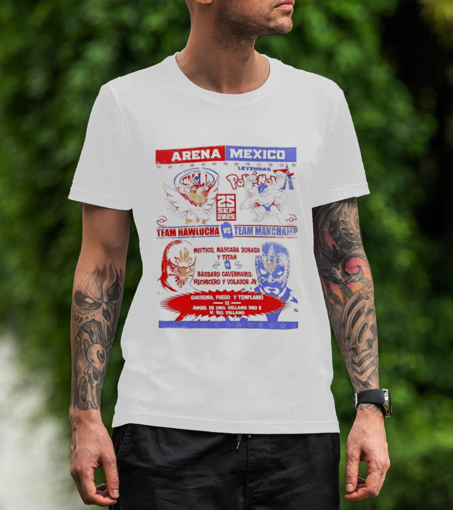 Arena Mexico Team Hawlucha Vs Team Machamp Lucha Libre Battle T-Shirt