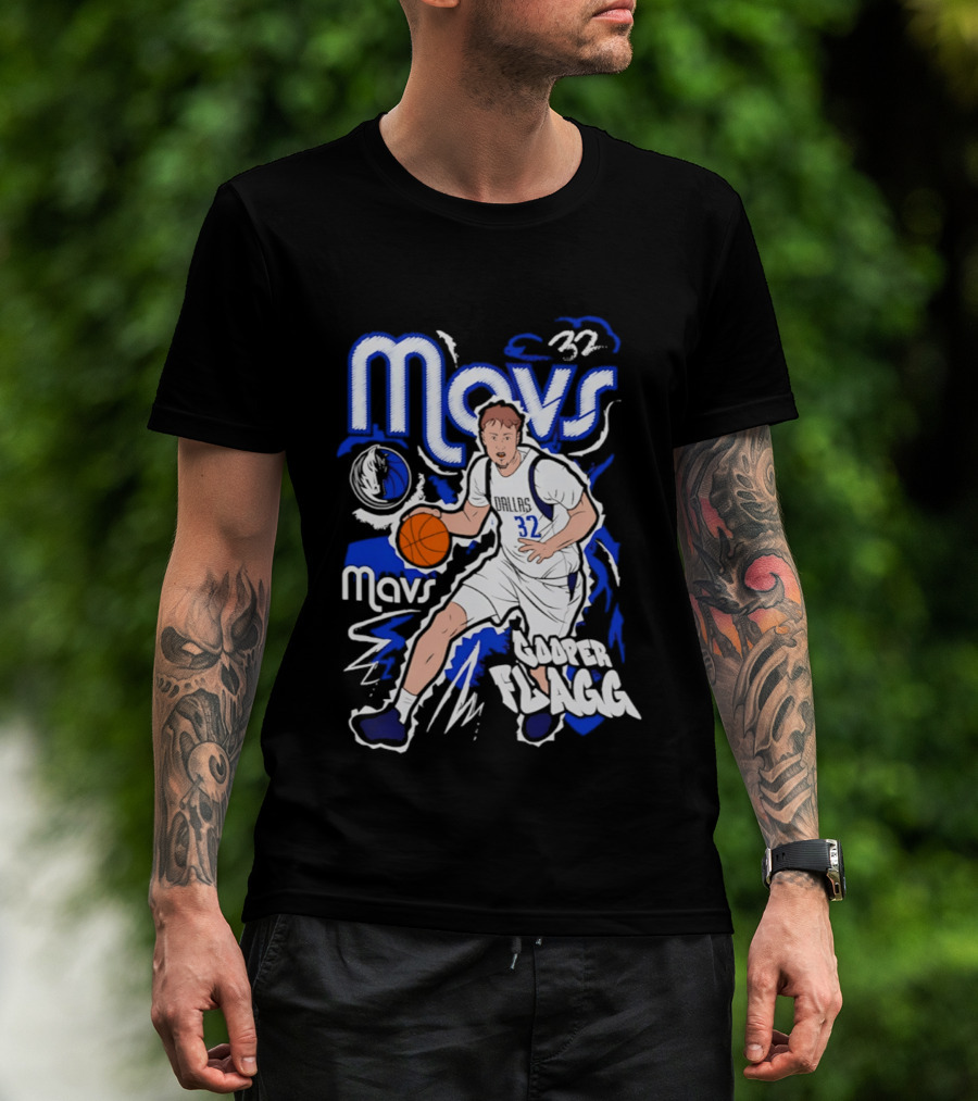 Mavs 32 Cooper Flagg Dallas Mavericks Basketball Player Paint T-Shirt