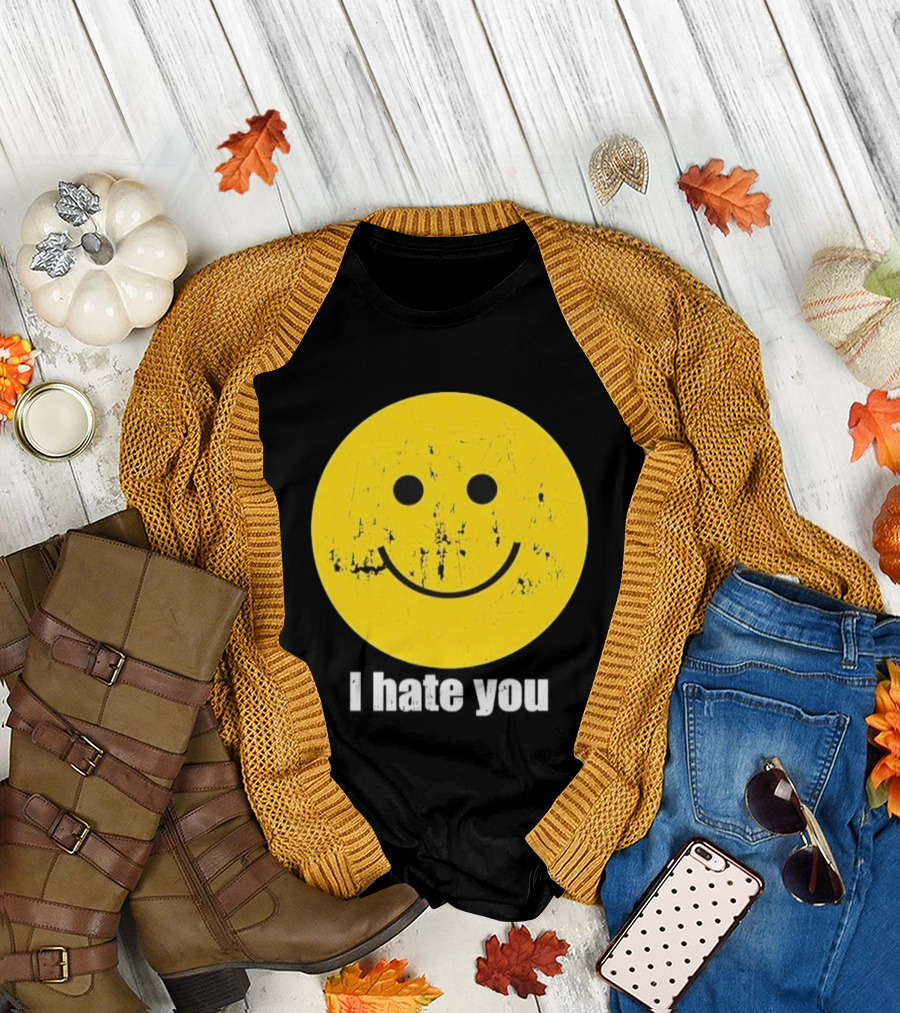 Harry I Hate You Smiley Face Distressed Grunge T-Shirt