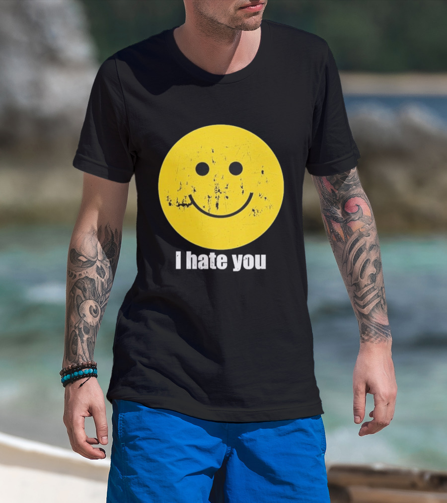 Harry I Hate You Smiley Face Distressed Grunge T-Shirt