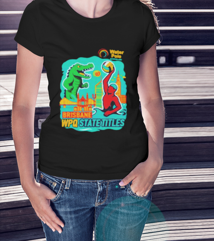 Brisbane WPQ State Titles Water Polo Tournament Crocodile Player Skyline T-Shirt