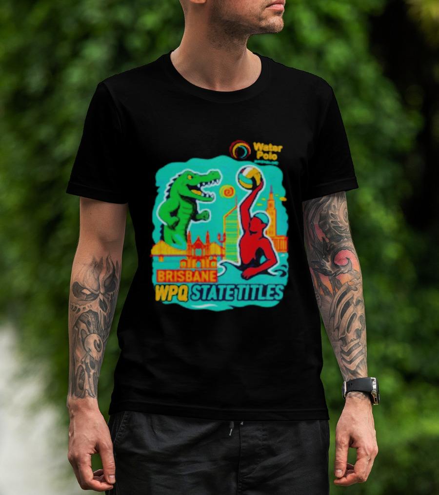 Brisbane WPQ State Titles Water Polo Tournament Crocodile Player Skyline T-Shirt
