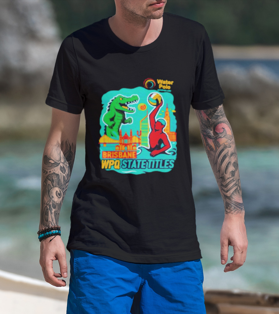 Brisbane WPQ State Titles Water Polo Tournament Crocodile Player Skyline T-Shirt