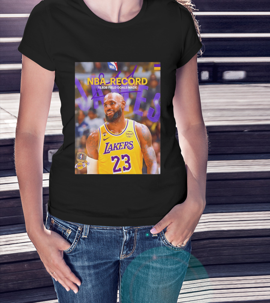 NBA Record LeBron James 15838 Field Goals Made Lakers 23 T-Shirt