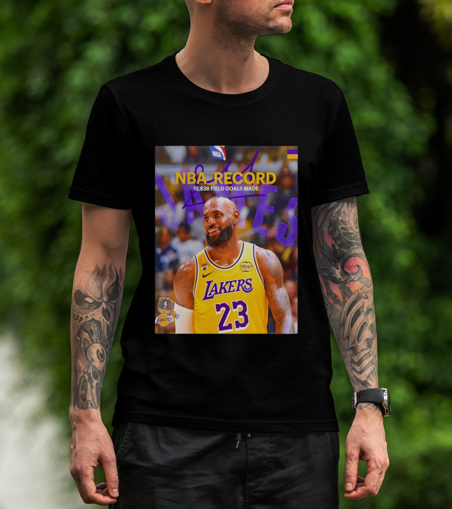 NBA Record LeBron James 15838 Field Goals Made Lakers 23 T-Shirt
