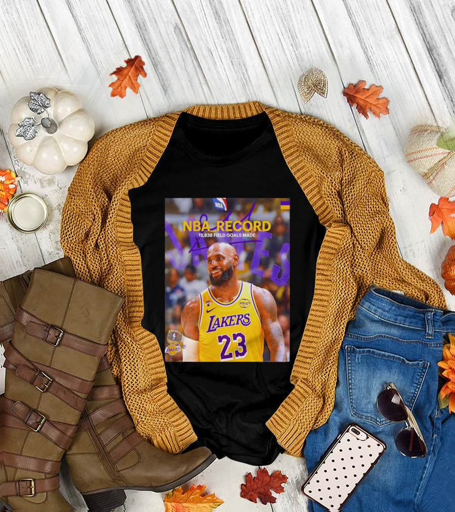 NBA Record LeBron James 15838 Field Goals Made Lakers 23 T-Shirt