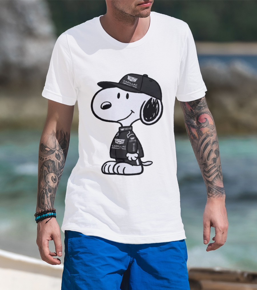 Snoopy Cadillac Formula 1 Team Racing Outfit T-Shirt