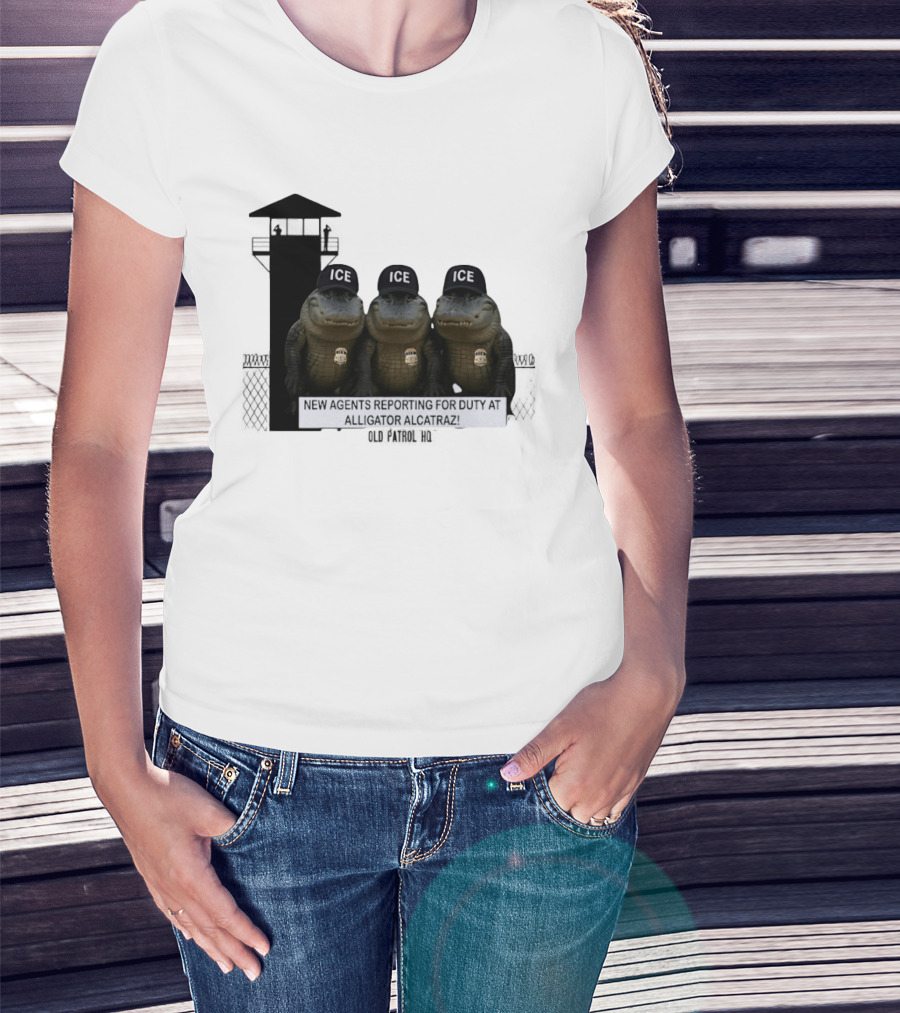 Alligator Alcatraz ICE Agents Guarding Prison Tower Scene T-Shirt