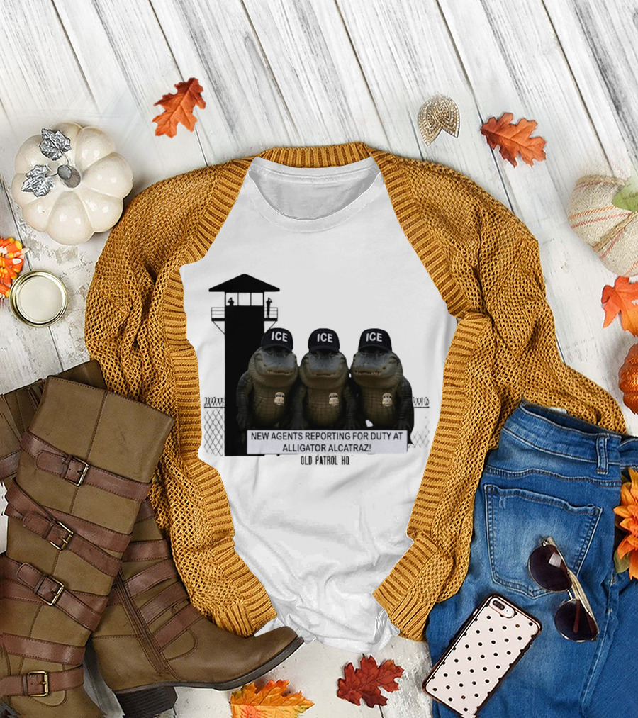 Alligator Alcatraz ICE Agents Guarding Prison Tower Scene T-Shirt