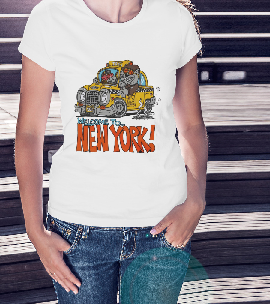 Welcome To New York Taxi Cat Adventure 1937 T-Shirt