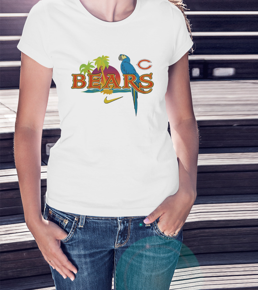 Chicago Bears Tropical Sunset Parrot Nike Collaboration T-Shirt