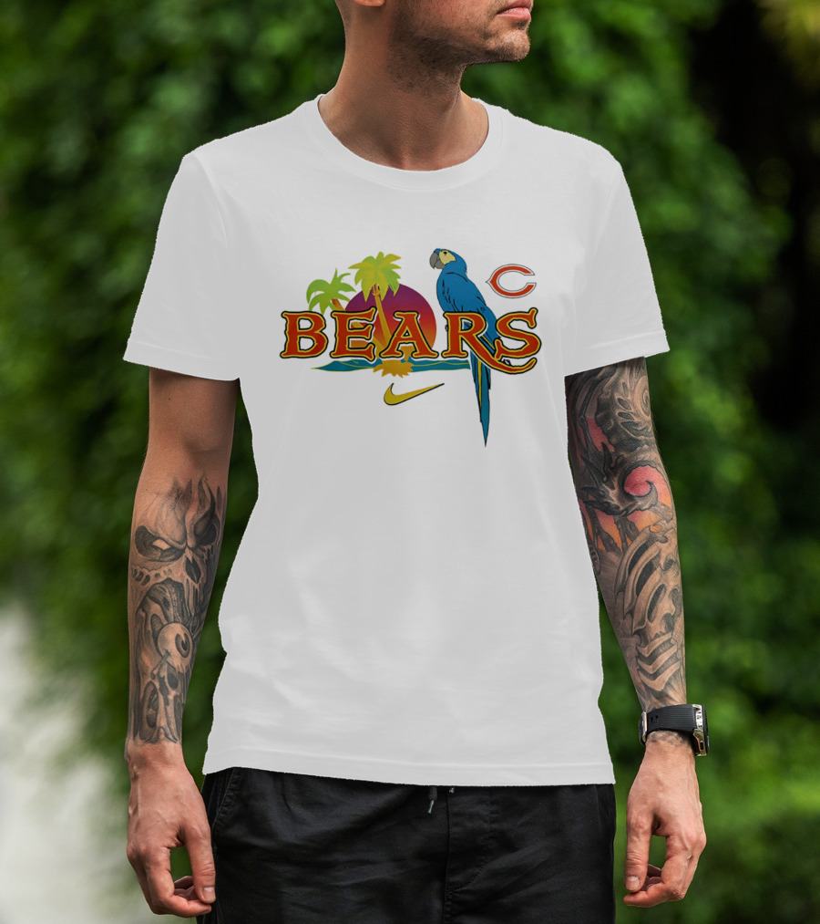 Chicago Bears Tropical Sunset Parrot Nike Collaboration T-Shirt