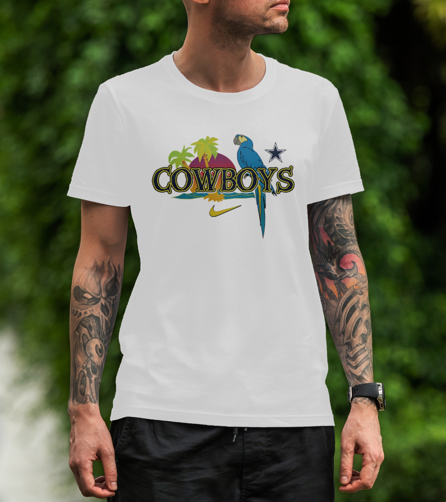 Cowboys Tropical Sunset Parrot Nike Star T-Shirt