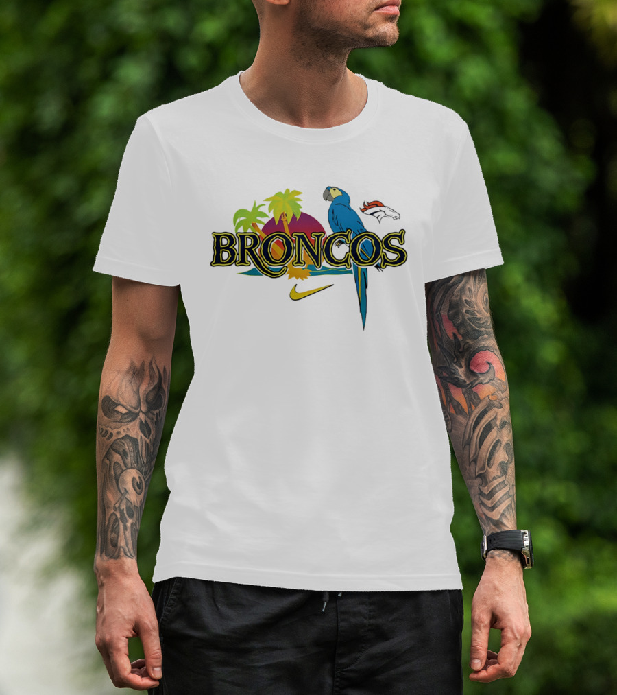 Denver Broncos Parrot Nike Tropical Vibes It's 5 O' Somewhere T-Shirt