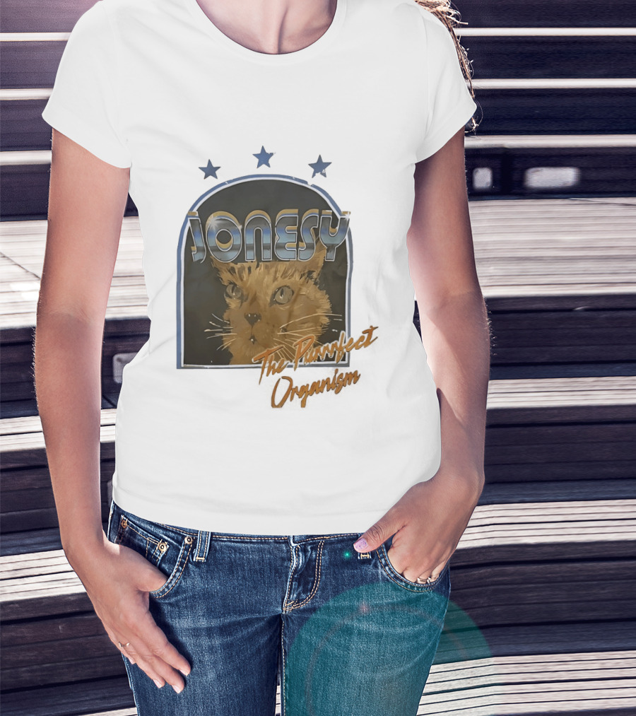 Jonesy The Purrfect Organism Cat Face Three Stars T-Shirt