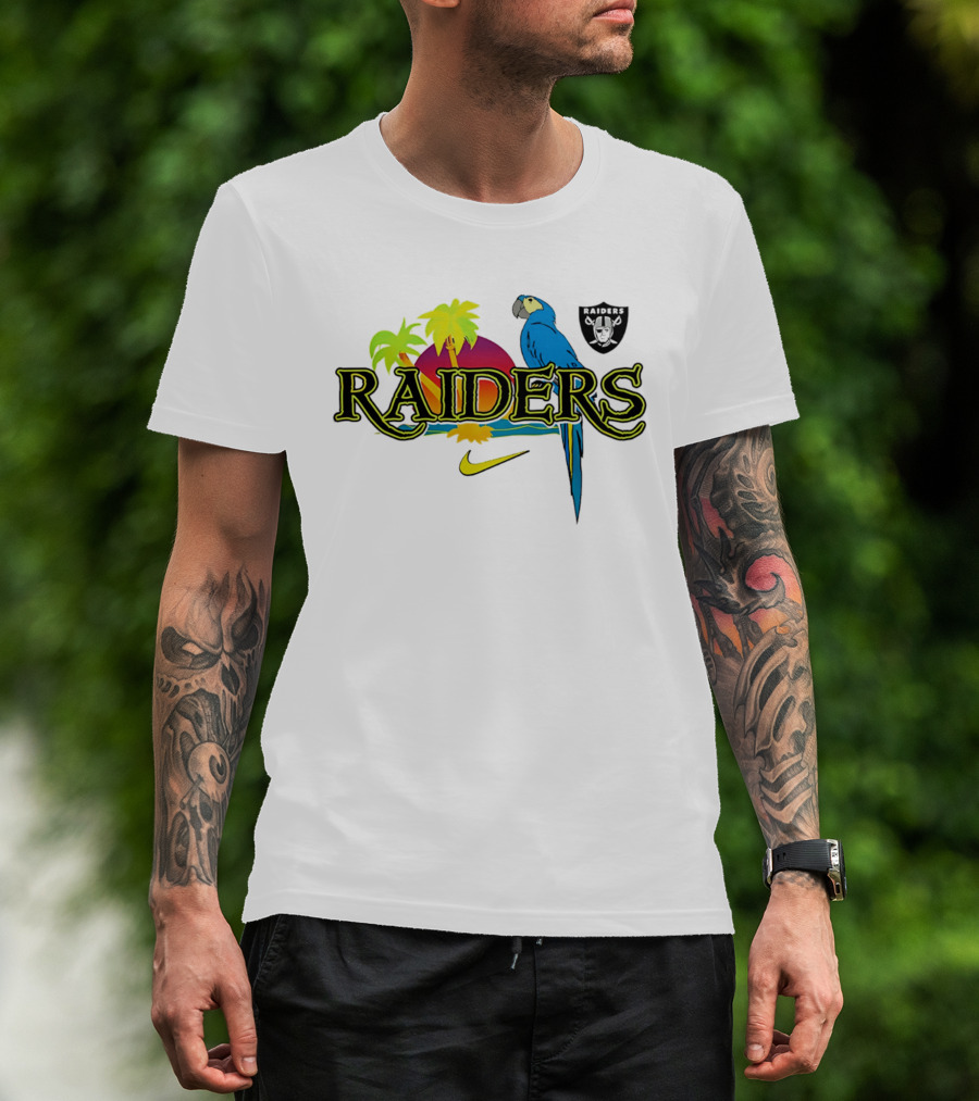 Las Vegas Raiders Tropics And Parrot It's 5 O' Somewhere Nike T-Shirt
