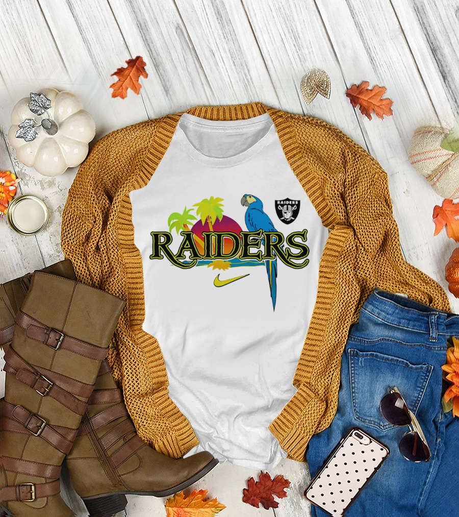 Las Vegas Raiders Tropics and Parrot It's 5 O' Somewhere Nike T-Shirt