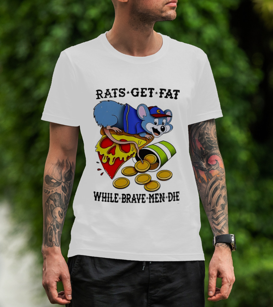 Rats Get Fat While Brave Men Die Pizza Coin Cap Mouse T-Shirt