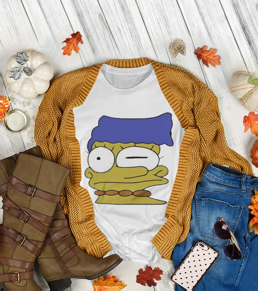 Smeared Marge Simpson Meme Face Cartoon T-Shirt
