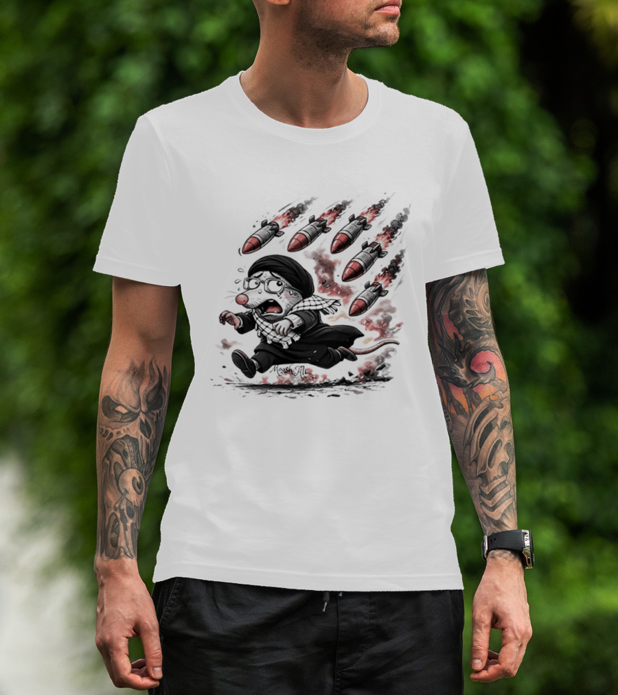 Mooshali Mouse Running From Rocket Attack Meme Cartoon T-Shirt