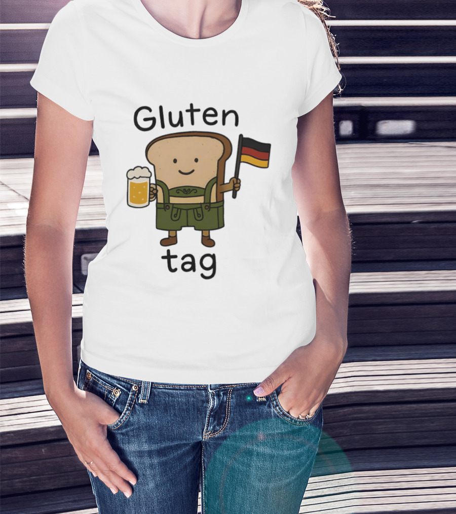 Gluten Tag Bread Character Lederhosen Beer German Flag T-Shirt