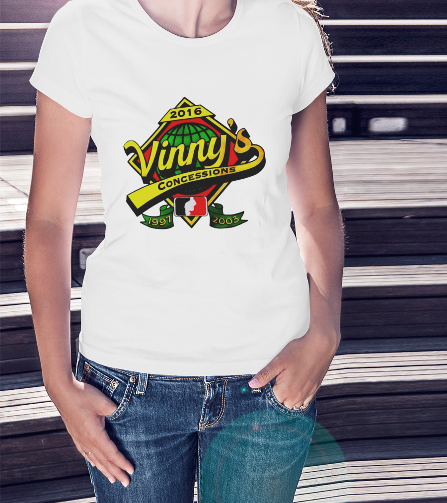 Vinny's Concessions 1997 2003 2016 Globe Ribbon T-Shirt
