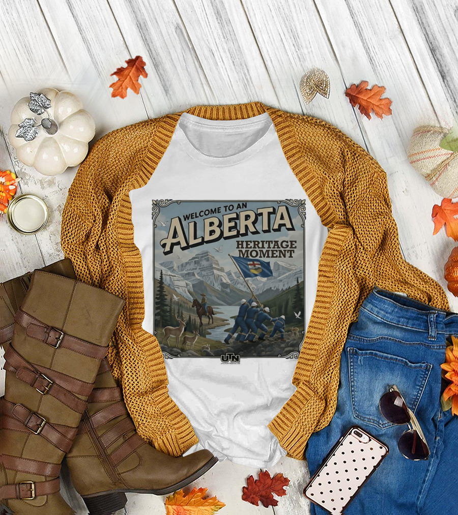 Welcome to an Alberta Heritage Moment Iwo Jima Inspired Rockies Scene T-Shirt