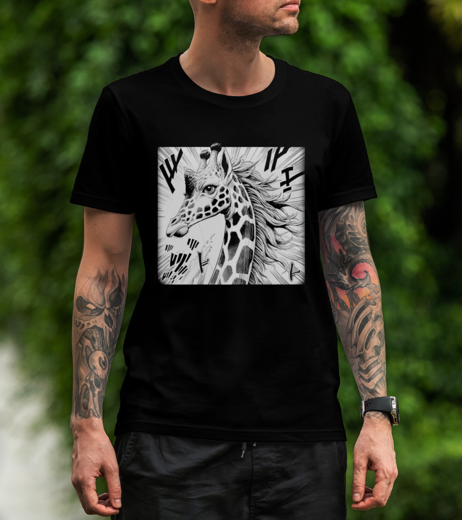Giraffe Anime Aesthetic Colorful Pop Art Cartoon T-Shirt