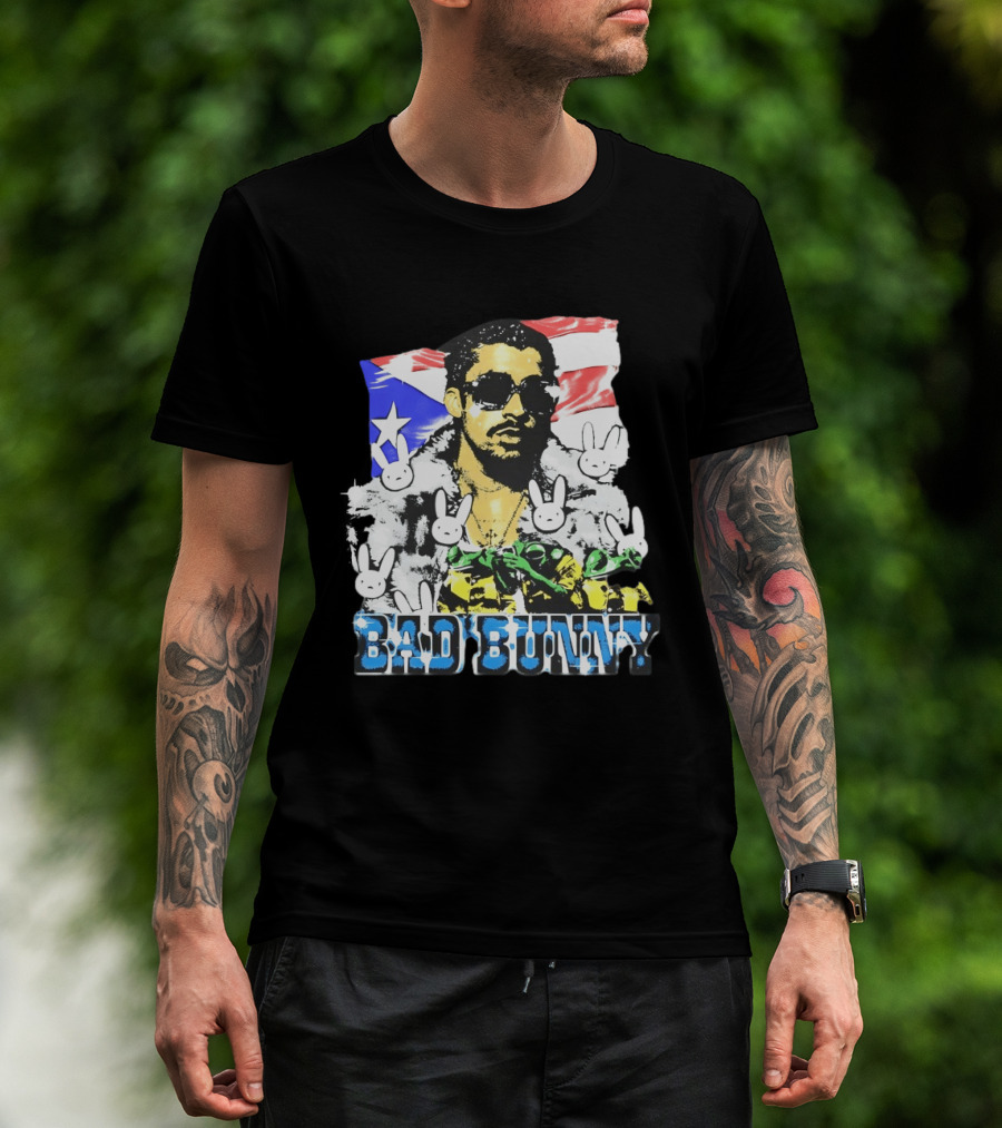 Bad Bunny Puerto Rican Flag Bunny Icon Latin Music T-Shirt