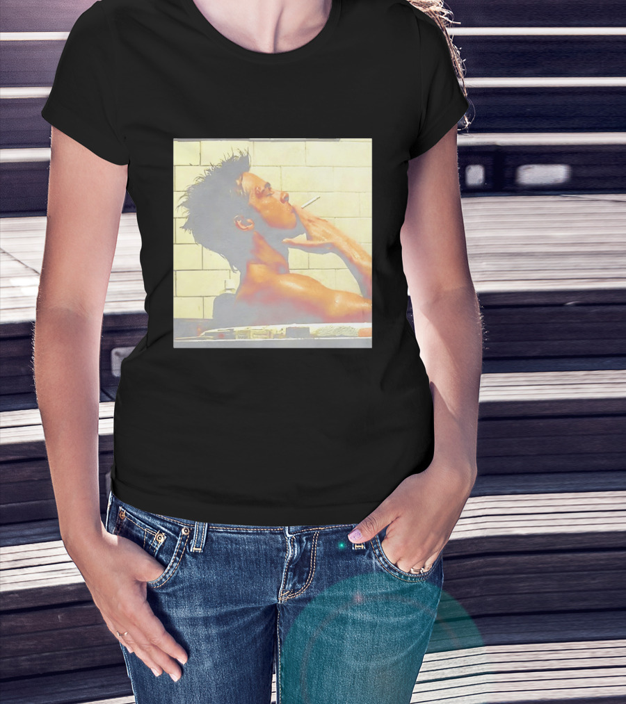Brad Pitt Fight Club Bathroom Scene Smoking T-Shirt