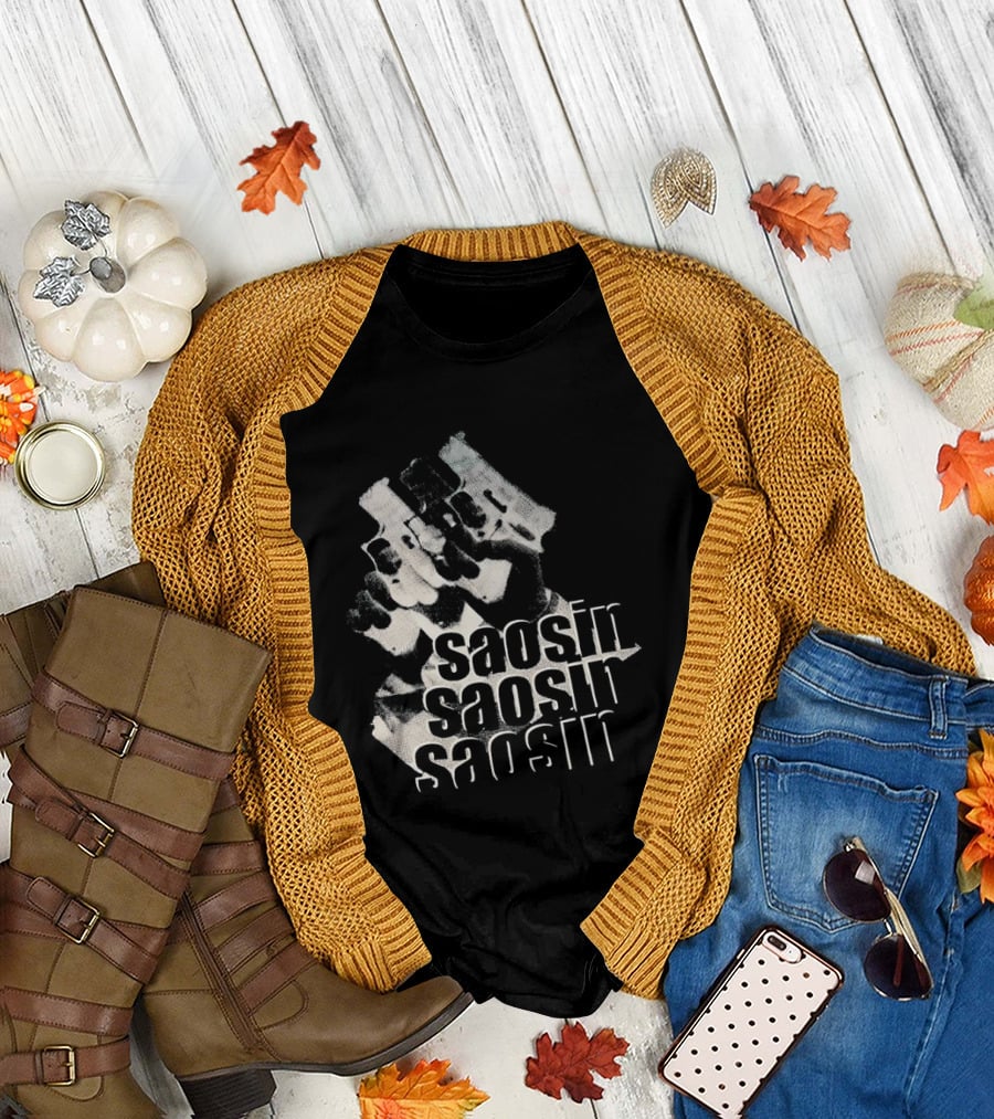 Saosin Band Triple Text Pistol T-Shirt