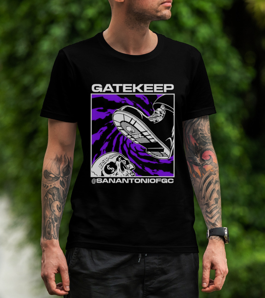 Gatekeep San Antonio Fighting Game Community Sneaker Skull T-Shirt