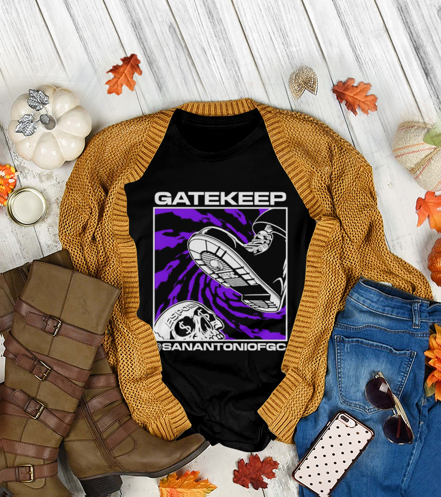 Gatekeep San Antonio Fighting Game Community Sneaker Skull T-Shirt