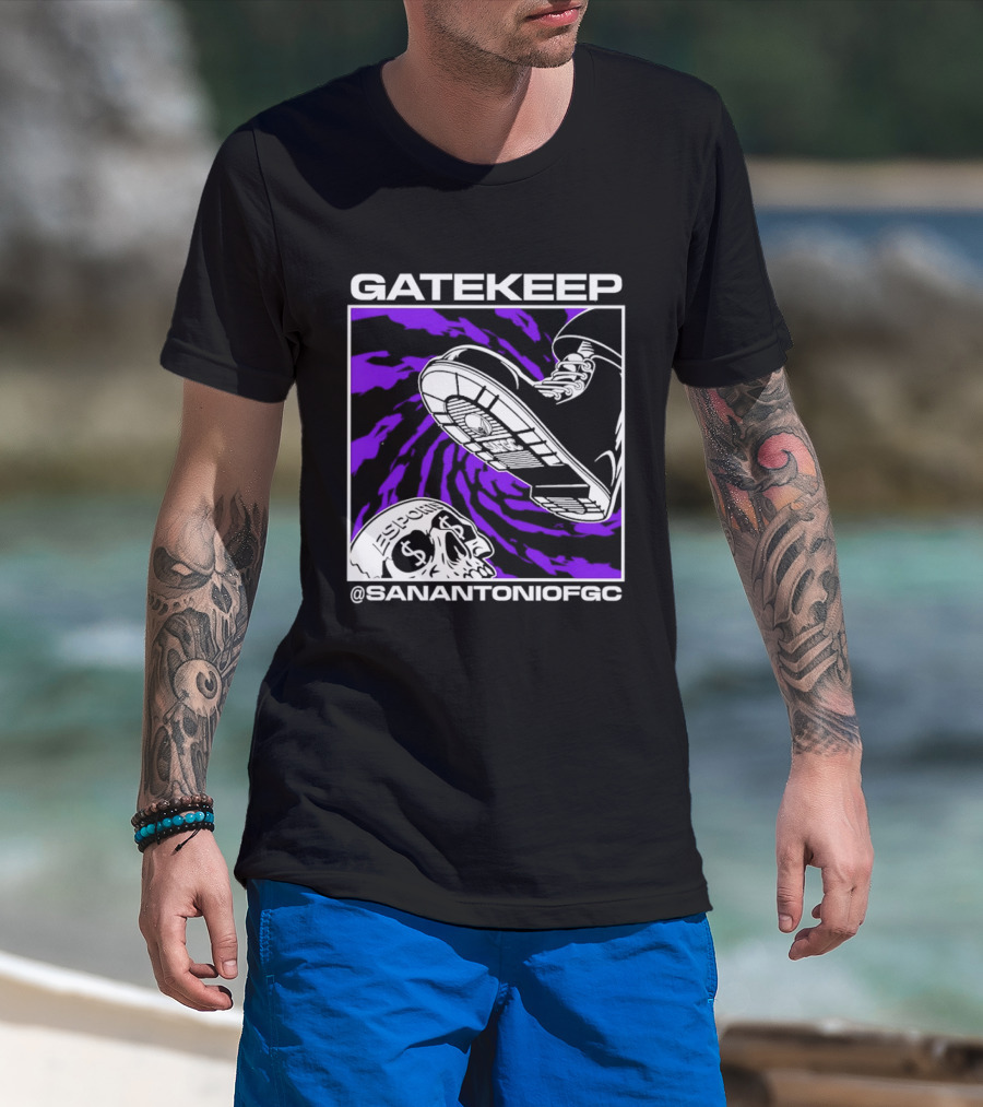 Gatekeep San Antonio Fighting Game Community Sneaker Skull T-Shirt