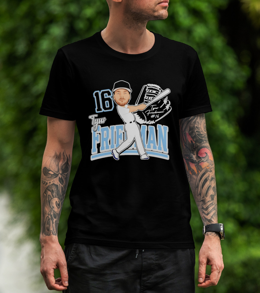 Tyus Friedman 16 Baseball Player Caricature 2026 T-Shirt