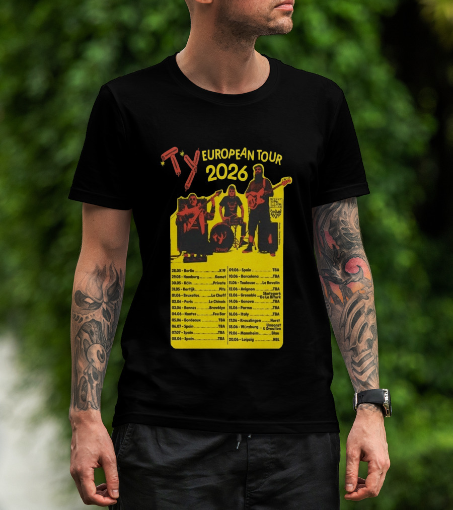 TY European Tour 2026 Band Tour Dates T-Shirt
