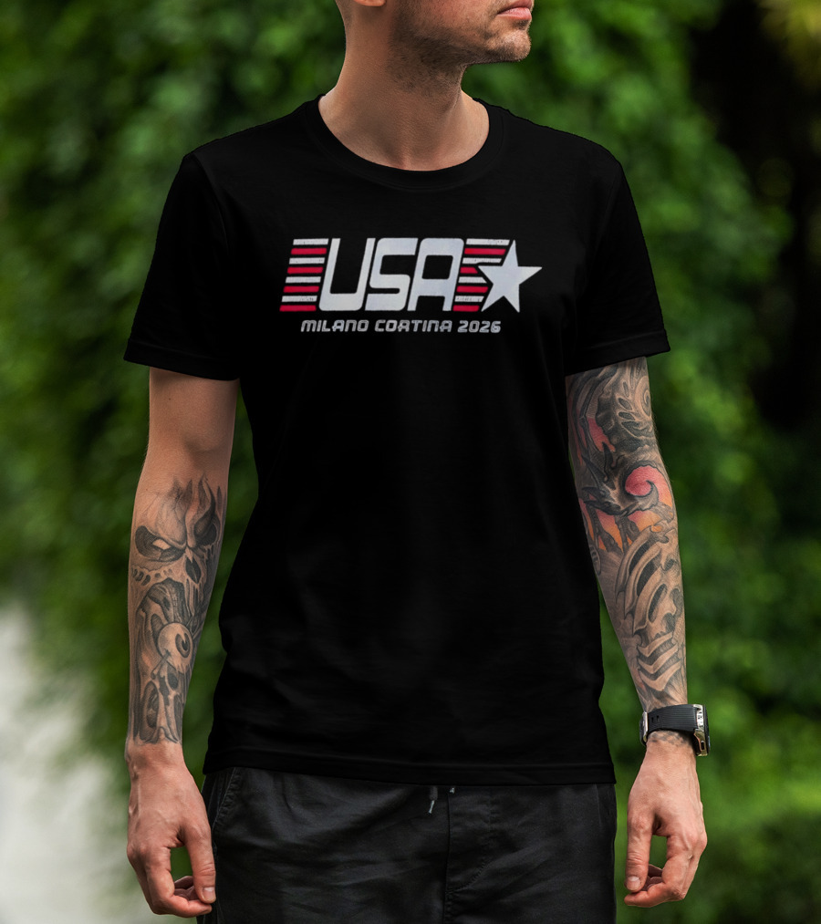 USA Flag Stripes Star Milano Cortina 2026 T-Shirt