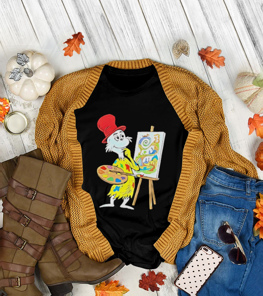 Sam I Am Red Hat Palette Painting Easel Whimsical Scene T-Shirt