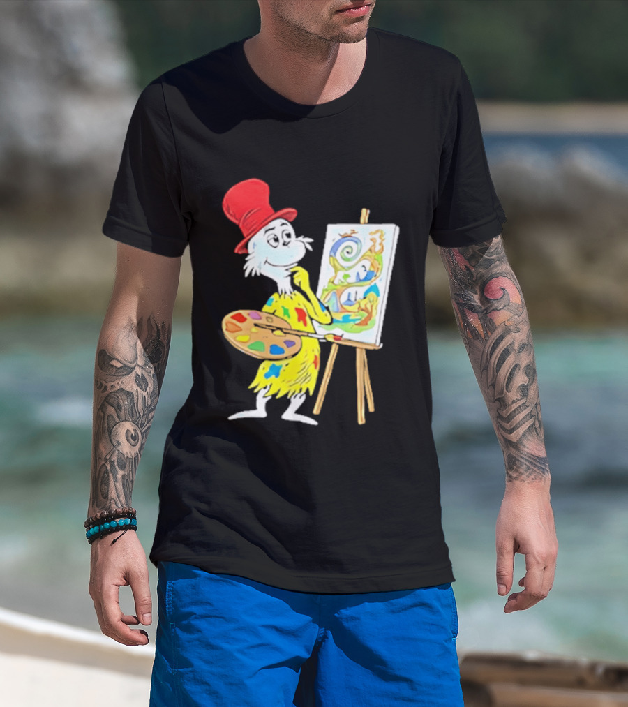 Sam I Am Red Hat Palette Painting Easel Whimsical Scene T-Shirt