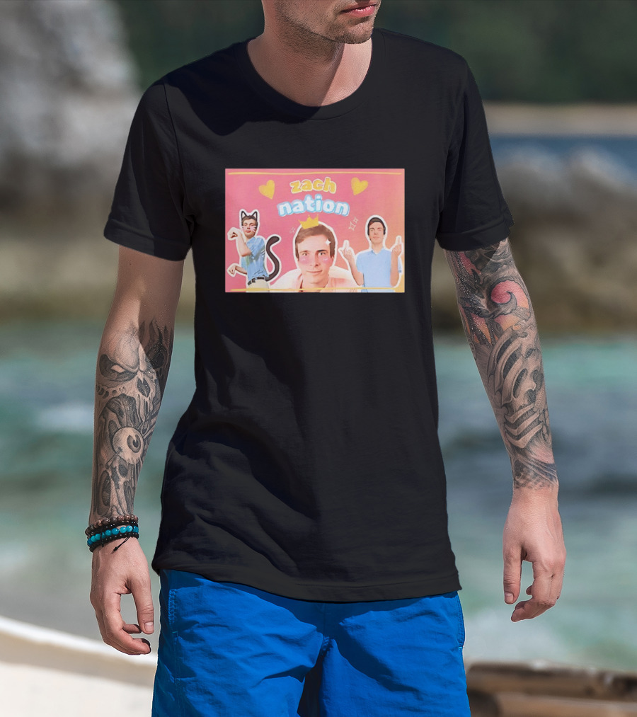 Zach Nation Zachary Sobania Cat Ears Crown Hearts Fun T-Shirt