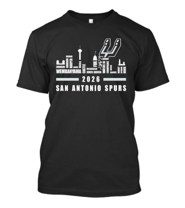 San Antonio Spurs Skyline 2026 Wembanyama Jones City Tower Needle Dome Names T-Shirt