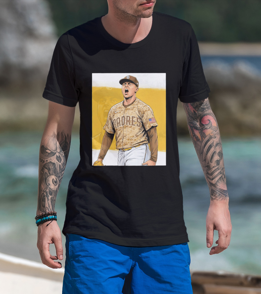 San Diego Padres Camouflage Uniform With Nike And American Flag T-Shirt