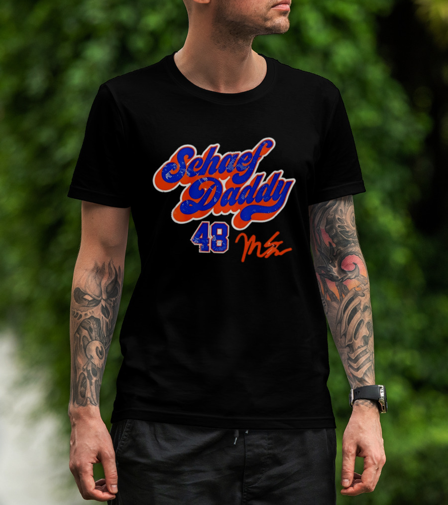 Schaef Daddy 48 Blue Orange Script Signature T-Shirt