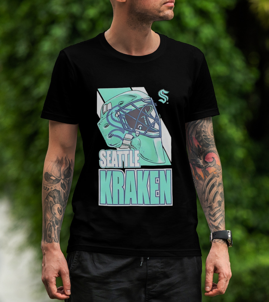 Seattle Kraken NHL Helmet Bucket Head Team T-Shirt