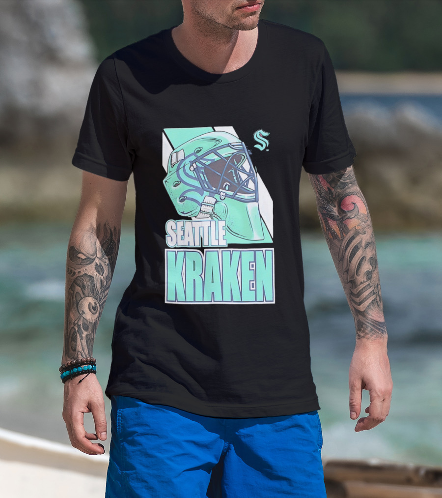 Seattle Kraken NHL Helmet Bucket Head Team T-Shirt